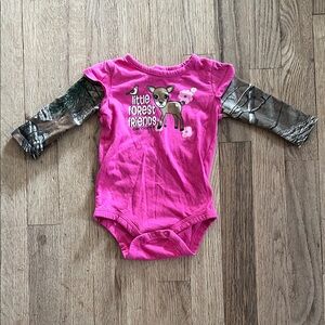 Carhartt Girls One Piece Pink 'Little Forest Friends' 6 months